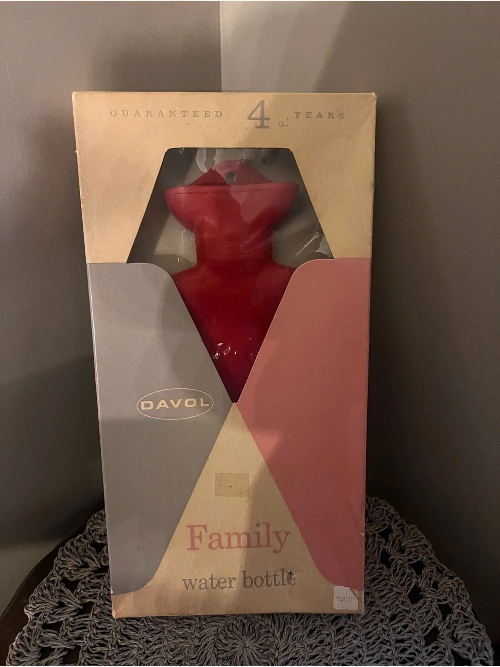 Vintage Davol Family Red Water Bottle heater in Original Box medical